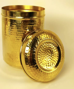 Handmade Traditional Hammered Pure Brass Pital Kitchen Storage Container 04 | Brass Storage Container | Brass Deep Dabba